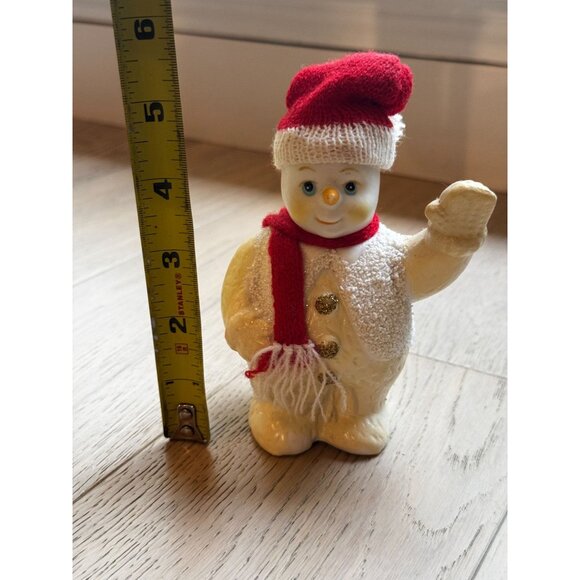 Vintage Snowman Figurine With Red Hat & Scarf ceramic porcelain christmas winter - Picture 2 of 8